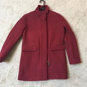 J.Crew Burgundy Cocoon Coat in Italian Stadium Cloth 0P 00